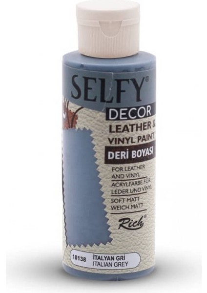 Selfy Decor Deri Boyası 120 cc 10138 Italyan Gri