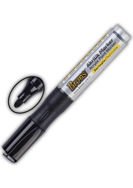 Akrilik Marker Yuvarlak Uç 1 Adet Akrilik Markör Metal Seramik Ahşap Kumaş Tuval Cam Taş