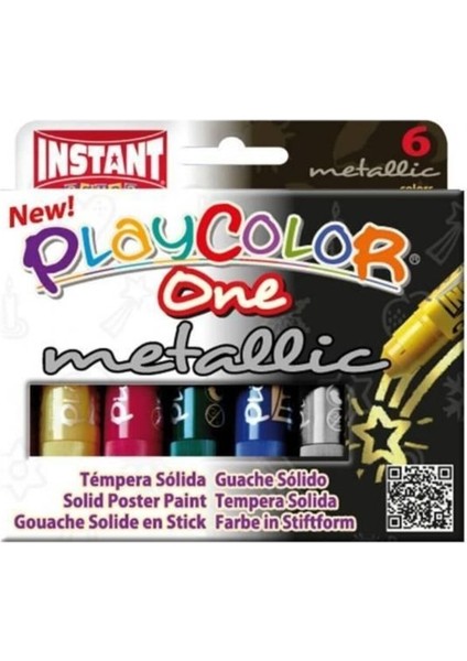 Instant Playcolor One Metallic Solid Poster Paint (Jel Guaj Boya) 6 Metalik Renk