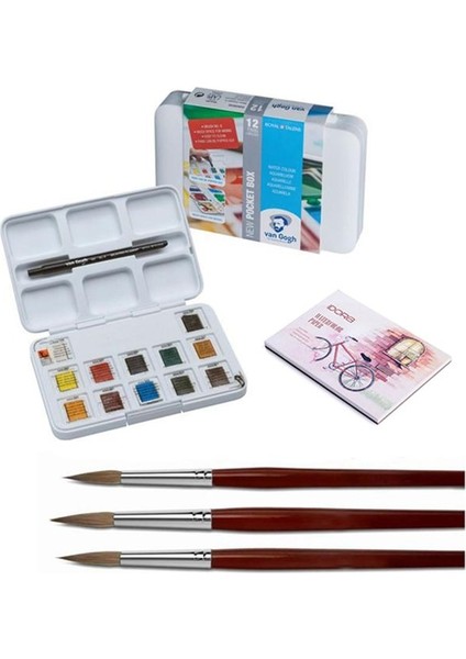 Suluboya Seti N.1: 12 Renk + 3 Ad. Samur Fırça + Defter 150436