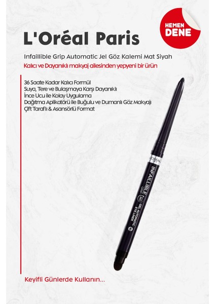 Loreal Paris Infaillible Automatic Jel Göz Kalemi Mat Siyah