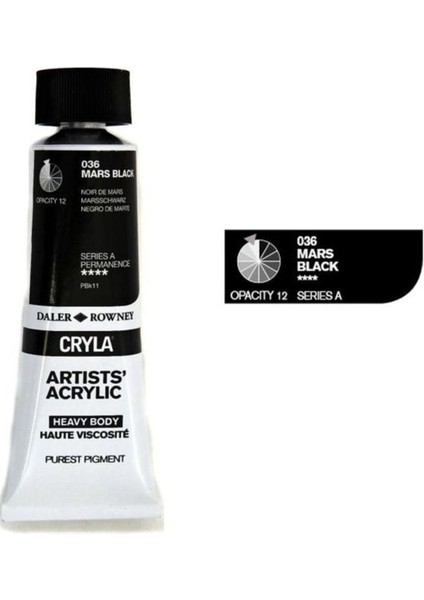Cryla Artist Akrilik Boya 75ML 036 Mars Black Seri A