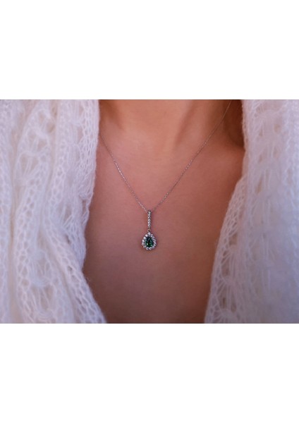 Pırlanta ve Damla Zümrüt Taşlı Kolye 0417P0016 fiyatları