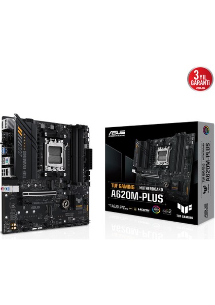 Tuf Gamıng A620M-Plus Amd A620 Am5 Ddr5 6400 2Xdp Hdmı Çift M2 Usb3.2 Aura Rgb 2.5Gbit Lan Matx (Tuf Gamıng A620M-Plus) Anakart