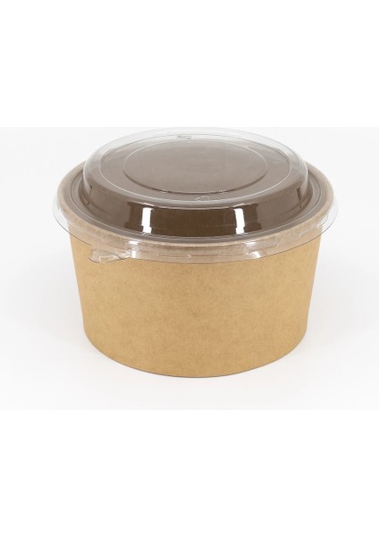 Kraft Kağıt 750CC (26OZ) Pet Kapaklı Kase (50 Adet)