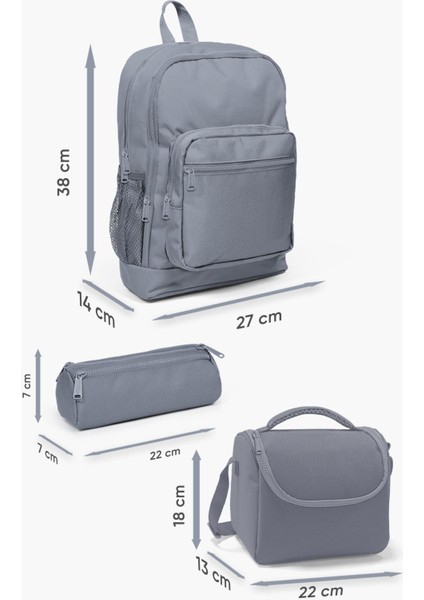 Kids Lacivert Mavi Kurt Desenli 3’lü Okul Çanta Seti SET0123743