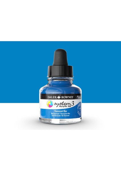 System 3 Sıvı Akrilik Mürekkep Boya 29.5ml 100 Flourecent Blue
