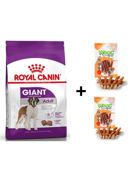 Giant Adult Dev Irk Köpek Maması 15 kg + 2 Adet Wooc Ödül 80 gr