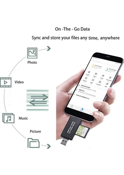 Type C Micro USB Çoklu Hafıza Kart Okuyucu - Otg Çevirici Adaptör