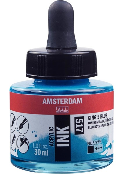 Amsterdam Akrilik Mürekkep : Acrylic Ink : 30ML : King's Blue 517