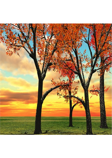 Kırmızı Ağaçlar Doğal Taş Bardak Altlığı 4'lü Set - Natural Stone Coasters modelleri