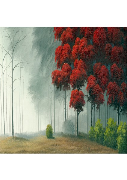 Kırmızı Ağaçlar Doğal Taş Bardak Altlığı 4'lü Set - Natural Stone Coasters indirimleri