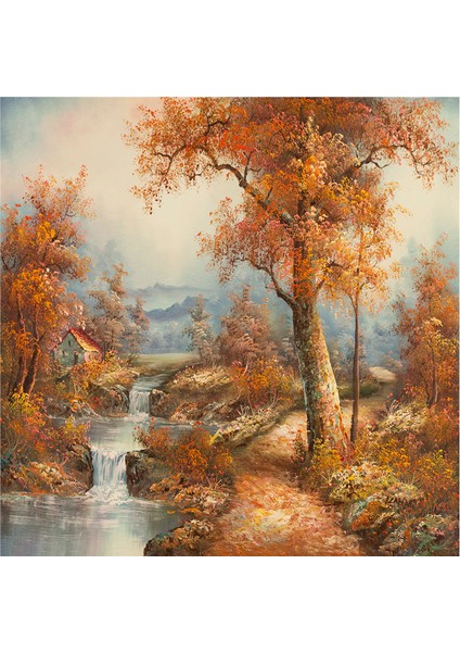 Sonbahar Manzarası Doğal Taş Bardak Altlığı 4'lü Set - Natural Stone Coasters modelleri