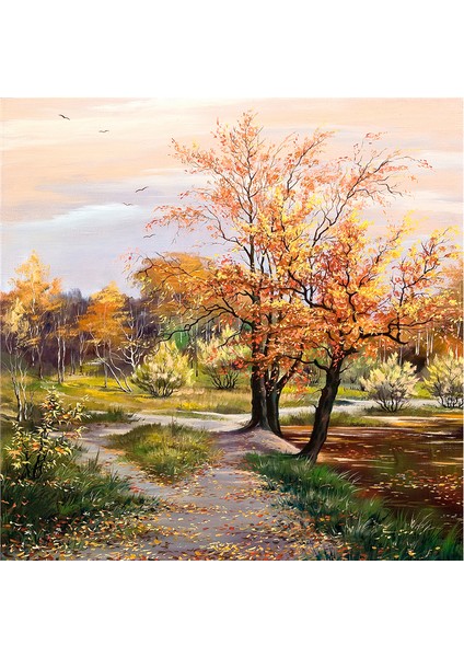 Sonbahar Manzarası Doğal Taş Bardak Altlığı 4'lü Set - Natural Stone Coasters fırsatları