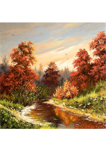 Sonbahar Manzarası Doğal Taş Bardak Altlığı 4'lü Set - Natural Stone Coasters indirimleri