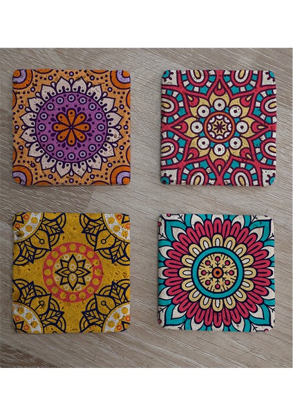 Mandala Desenleri Doğal Taş Bardak Altlığı 4'lü Set - Natural Stone Coasters fiyatları