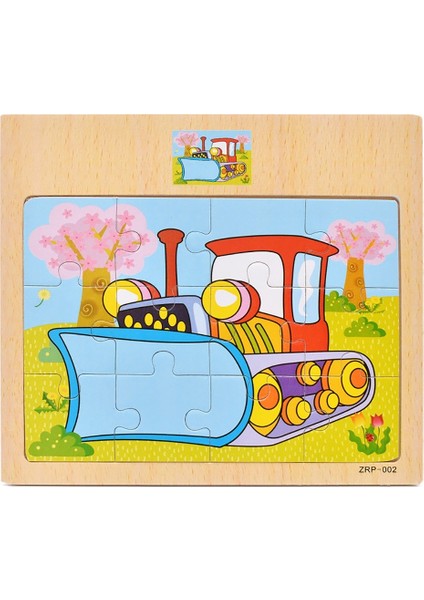 Sepeti Dozer Resimli Ahşap Çocuk Puzzle 12 Parça 15X17CM