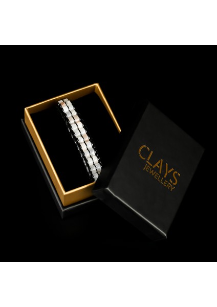 Clays Jewellery Pembe Kuvars & Hematit Taşı Silindir Bileklik, Unisex / Kadın / Erkek