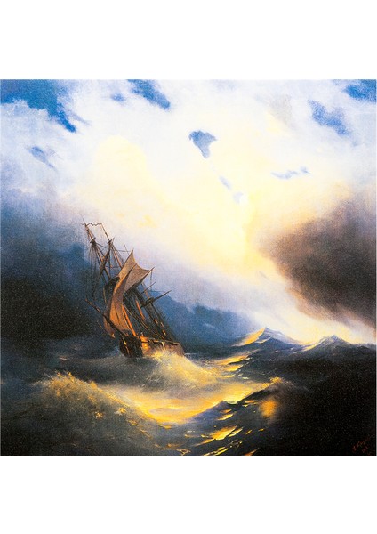 Ivan Aivazovsky Deniz ve Yelkenliler Doğal Taş Bardak Altlığı 4'lü Set - Natural Stone Coasters fırsatları