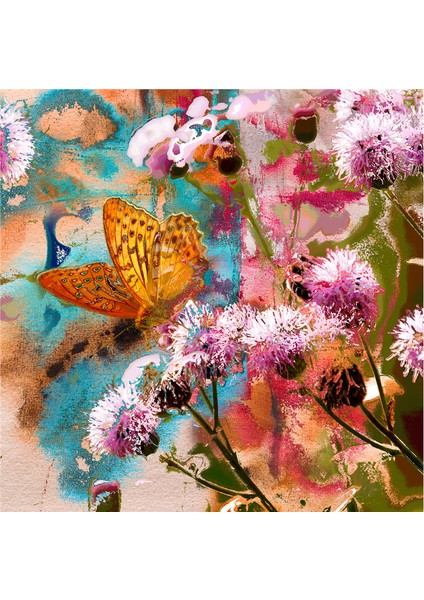 Kelebekli Çiçekler Doğal Taş Bardak Altlığı 4'lü Set - Natural Stone Coasters indirimleri