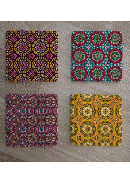 Mandala Desenleri Doğal Taş Bardak Altlığı 4'lü Set - Natural Stone Coasters fiyatları