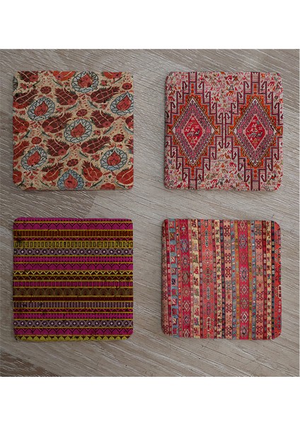 Osmanlı Kumaş Desenleri Doğal Taş Bardak Altlığı 4'lü Set - Natural Stone Coasters fiyatları