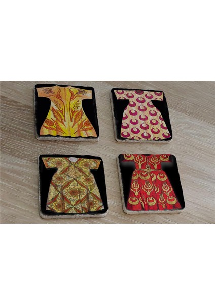 Padişah Kaftanları Doğal Taş Bardak Altlığı 4'lü Set - Natural Stone Coasters