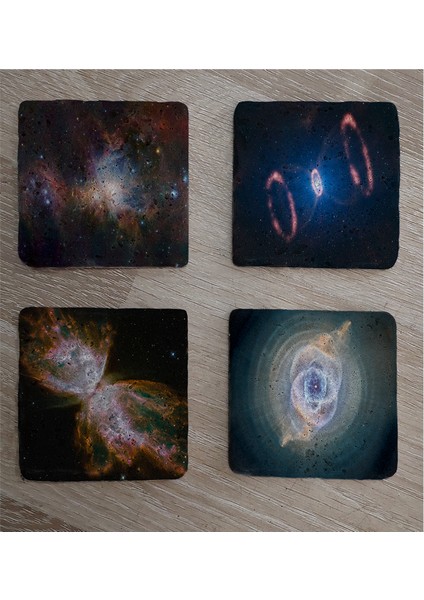 Uzay Manzaraları Doğal Taş Bardak Altlığı 4'lü Set - Natural Stone Coasters fiyatları