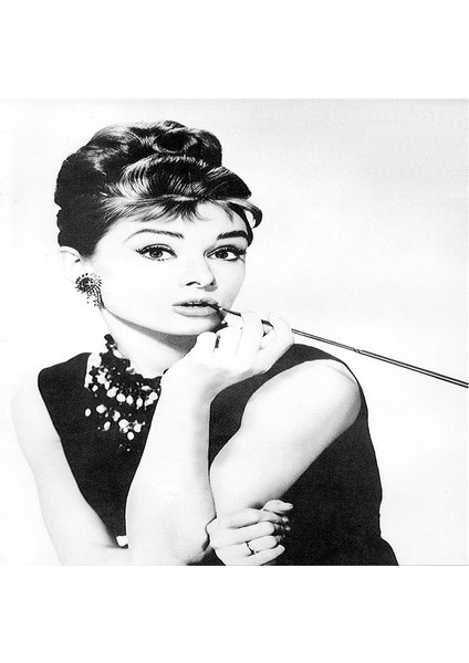 Siyah Beyaz Audrey Hepburn Fotoğrafları Doğal Taş Bardak Altlığı 4'lü Set - Natural Stone Coasters