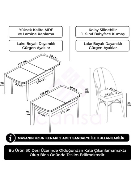 Concept Ves Serisi 80X132 Mdf Açılabilir Siyah Mermer Desen Mutfak Masa Takımı 4 Sandalye