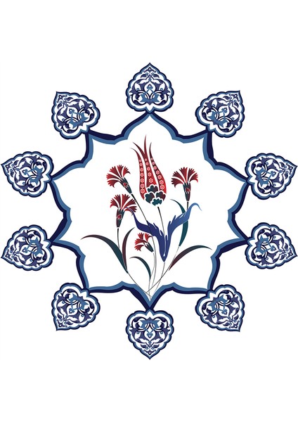 Çini Desenleri Doğal Taş Bardak Altlığı 4'lü Set - Natural Stone Coasters fırsatları