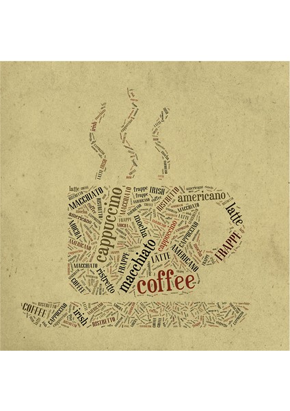 Tipografik Kahve Desenleri Doğal Taş Bardak Altlığı 4'lü Set - Natural Stone Coasters modelleri