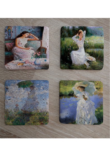 Monet ve Kadınlar Doğal Taş Bardak Altlığı 4'lü Set - Natural Stone Coasters fiyatları