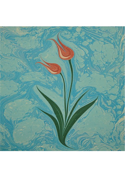 Ebru Laleler Doğal Taş Bardak Altlığı 4'lü Set - Natural Stone Coasters modelleri