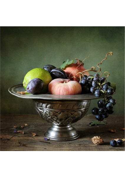 Armut Meyveler ve Çiçekler Doğal Taş Bardak Altlığı 4'lü Set - Natural Stone Coasters fırsatları