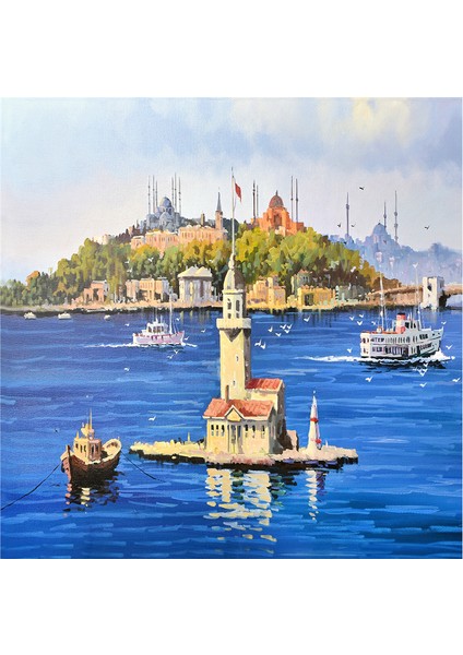 Galata Eminönü Kız Kulesi ve Ortaköy Doğal Taş Bardak Altlığı 4'lü Set - Natural Stone Coasters modelleri