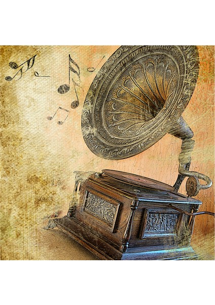 Gramofon Piano Ksilofon ve Notalar Doğal Taş Bardak Altlığı 4'lü Set - Natural Stone Coasters indirimleri