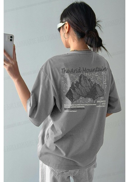 Arid Mountain Gri Oversize Salas Boyfriend Kadın T-Shirt