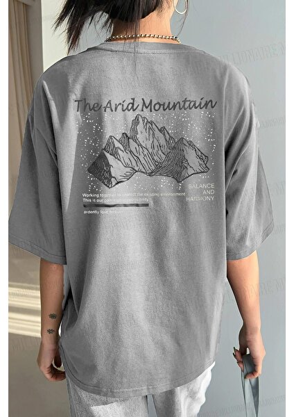 Arid Mountain Gri Oversize Salas Boyfriend Kadın T-Shirt