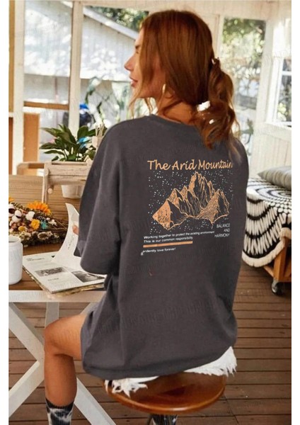 Arid Mountain Antrasit Oversize Salas Boyfriend Kadın T-Shirt