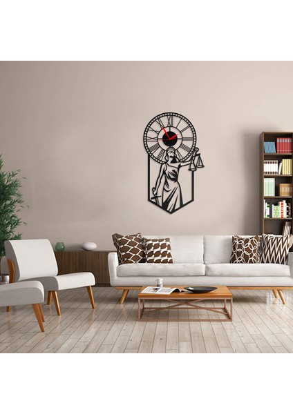 Duvar Saati Hukuçulara Özel Adalet Terazi Tasarımlı Ev ve Ofis Dekoratif Metal Duvar Saati