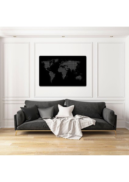 Dünya Haritası Tasarımlı Metal Duvar Tablosu Dekoratif Ev ve Ofis Için Özel