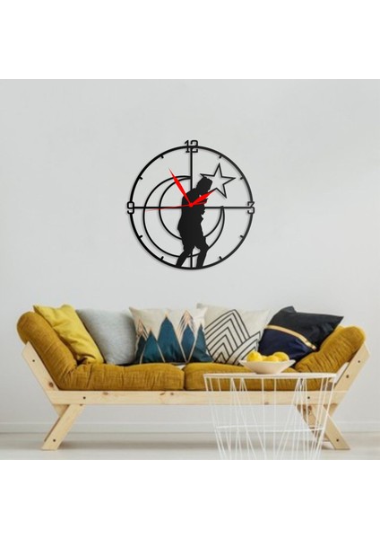Duvar Saati Atatürk Anafartalar Tasarımlı Ev ve Ofis Için Dekoratif Metal Duvar Saati