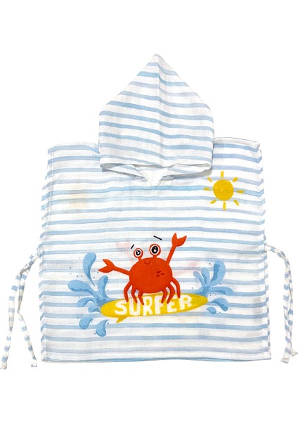 Surfer Crab %100 Pamuk Bebek / Çocuk Müslin Panço