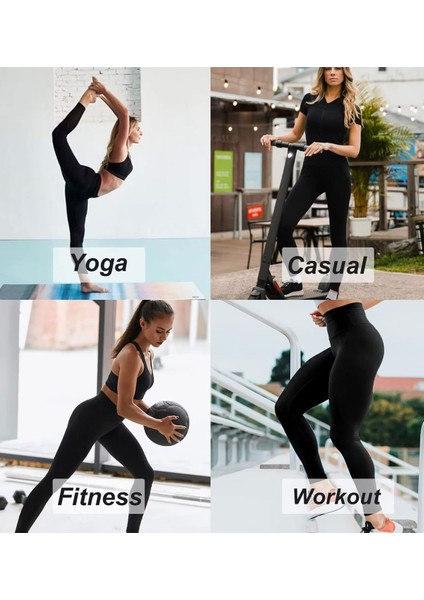 Kadın Yüksekbel Toparlayıcı Cepli Sporcu Tayt Yoga Pilates Fitnes