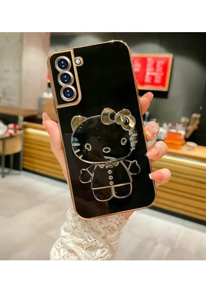 Xiaomi Redmi Note 12 Pro 4g Kılıf Hello Kitty Standı Sevimli Parlak Gold Kenarlı Tam Koruma 3D Karakter