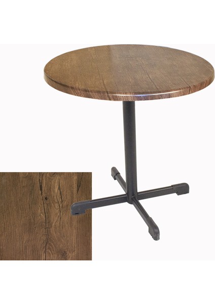 Halley Werzalit Yuvarlak Esb Mutfak Masası Q 80CM - Rustik Dark