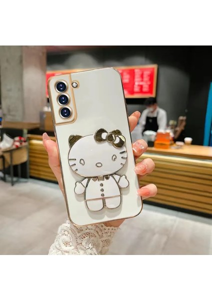 Xiaomi Redmi Note 12 Pro 4g Kılıf Hello Kitty Standı Sevimli Parlak Gold Kenarlı Tam Koruma 3D Karakter