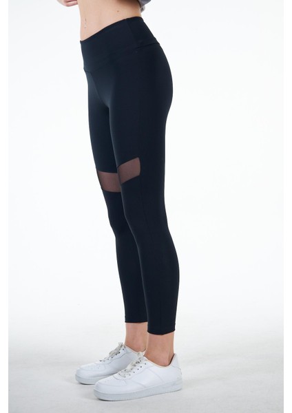 Siyah Kadın Yüksek Bel Soft Touch File Detaylı Tayt - Gloria fiyatları