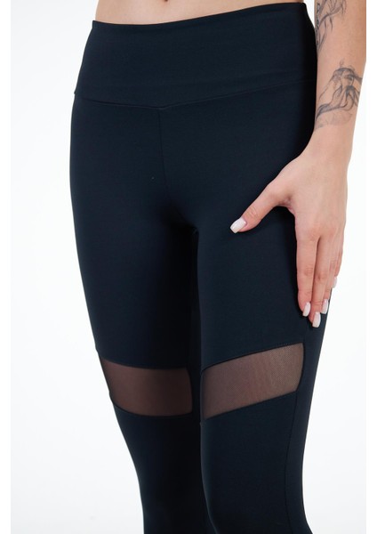 Siyah Kadın Yüksek Bel Soft Touch File Detaylı Tayt - Gloria indirimleri